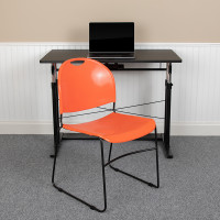 Flash Furniture RUT-188-OR-GG HERCULES Series 880 lb. Capacity Orange Ultra-Compact Stack Chair with Black Powder Coated Frame